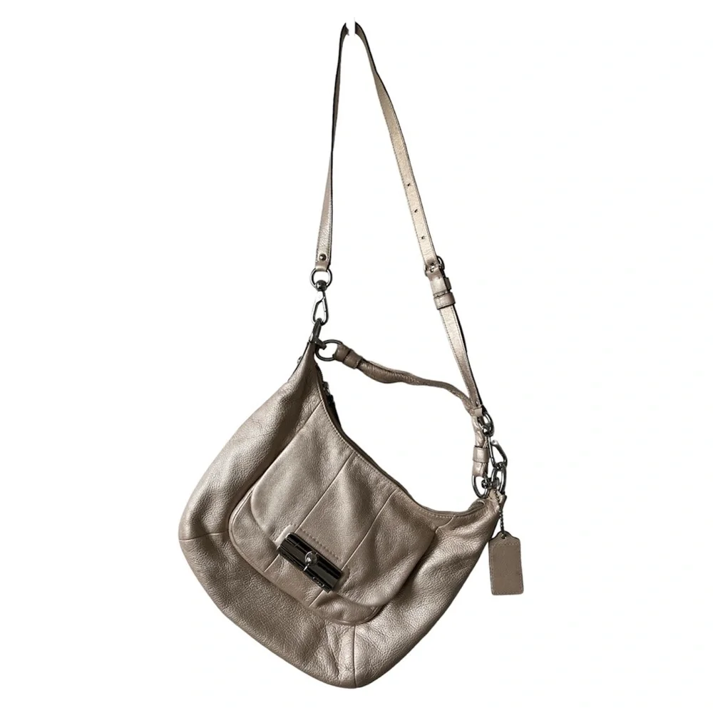 Coach KRISTIN Hobo Metallic Leather Bag/Purse Gold / Tan